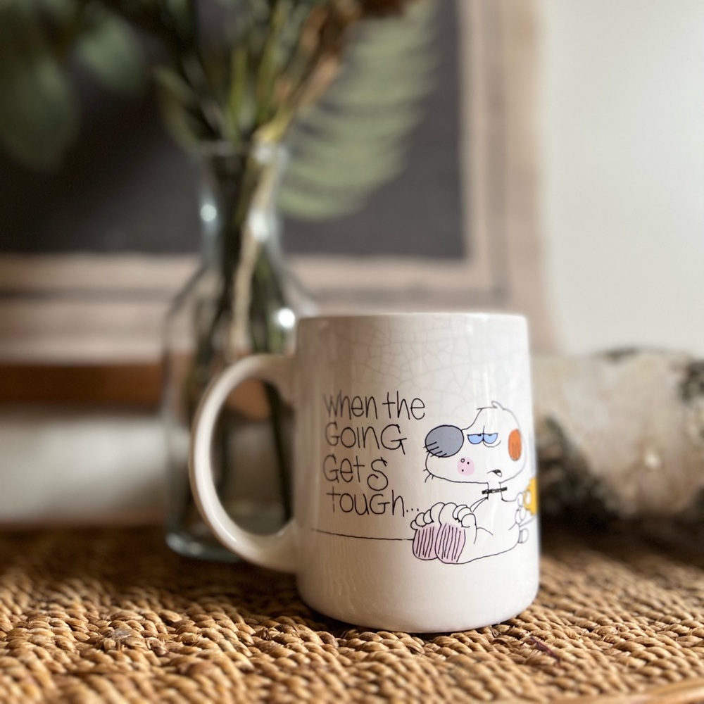 Vintage 1988 Novelty “The Tough Get Some Coffee” Cartoon Dog Mug - Picture 7 of 8